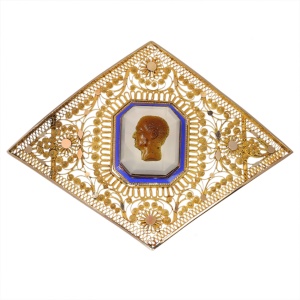 Rare French Canetille Brooch, Circa 1830  A Monument to Early 19th-Century Grace